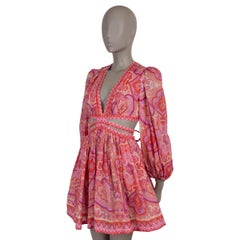 ZIMMERMANN algodón rosa 2023 HALCYON CUT-OUT VOILE MINI Dress 0 XS
