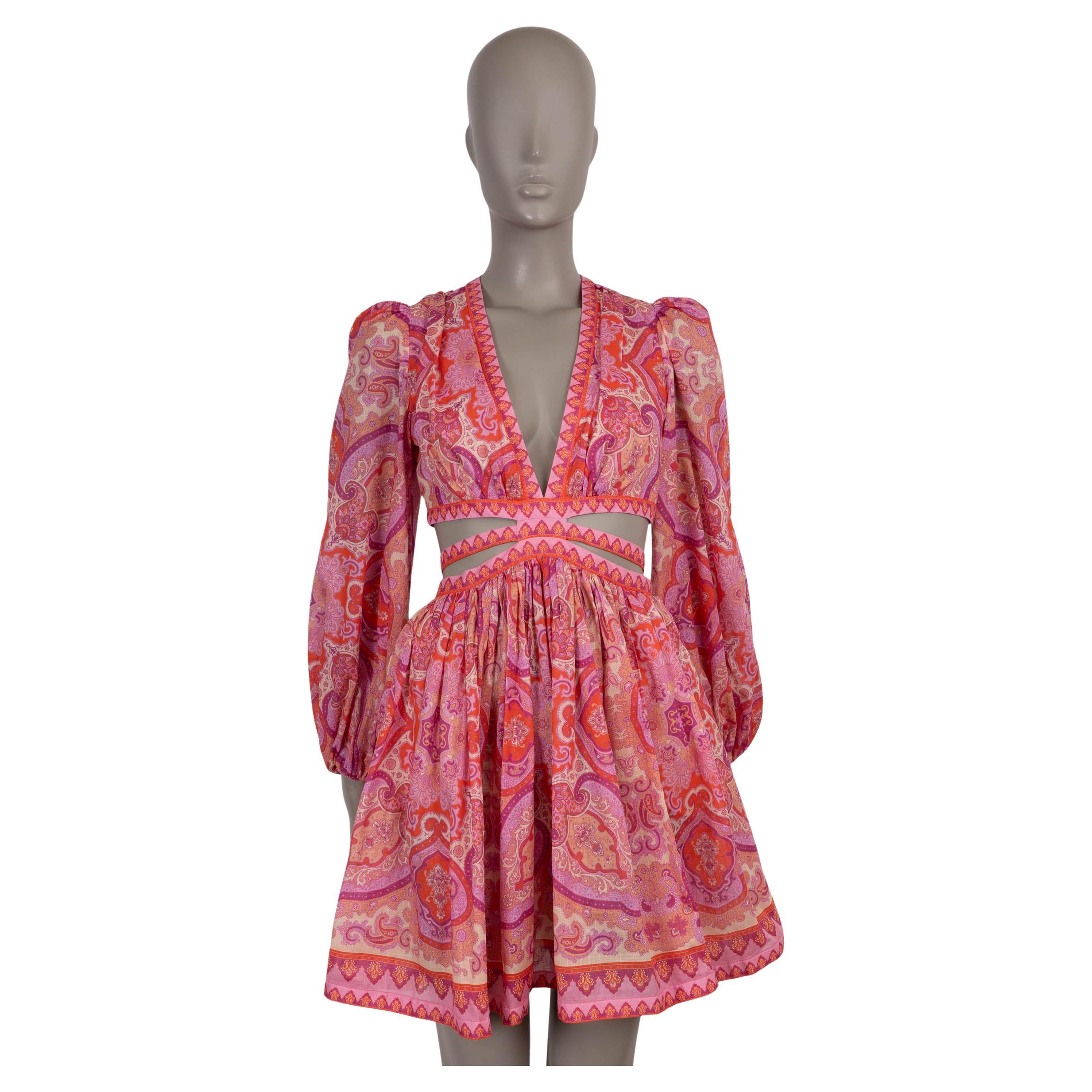 ZIMMERMANN rosa Baumwolle 2023 HALCYON CUT-OUT VOILE MINI Kleid 0 XS