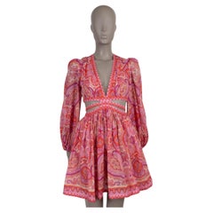 ZIMMERMANN pink cotton 2023 HALCYON CUT-OUT VOILE MINI Dress 0 XS