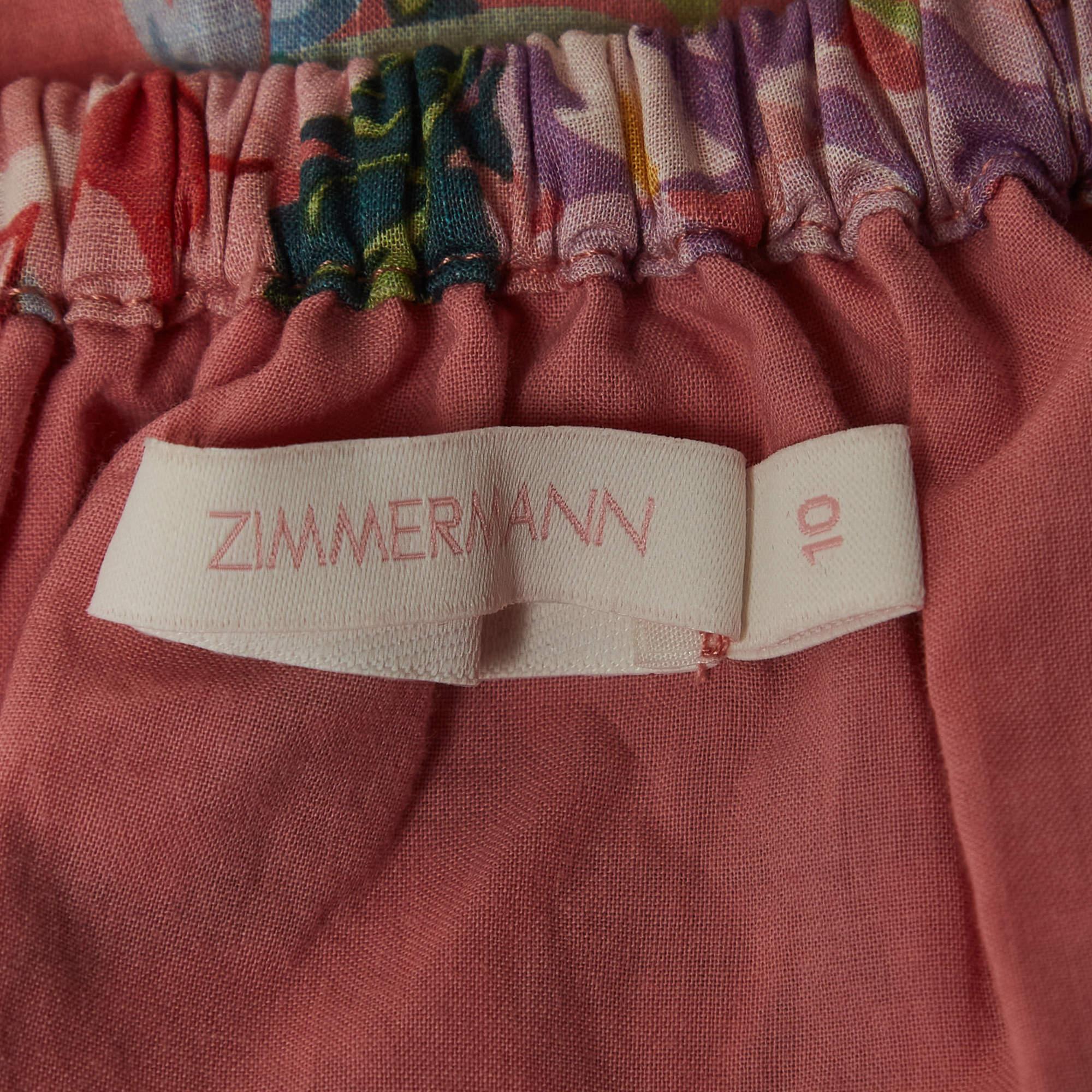 Women's or Men's Zimmermann Pink Floral Print Cotton Top & Skirt Set (10 Yrs) For Sale