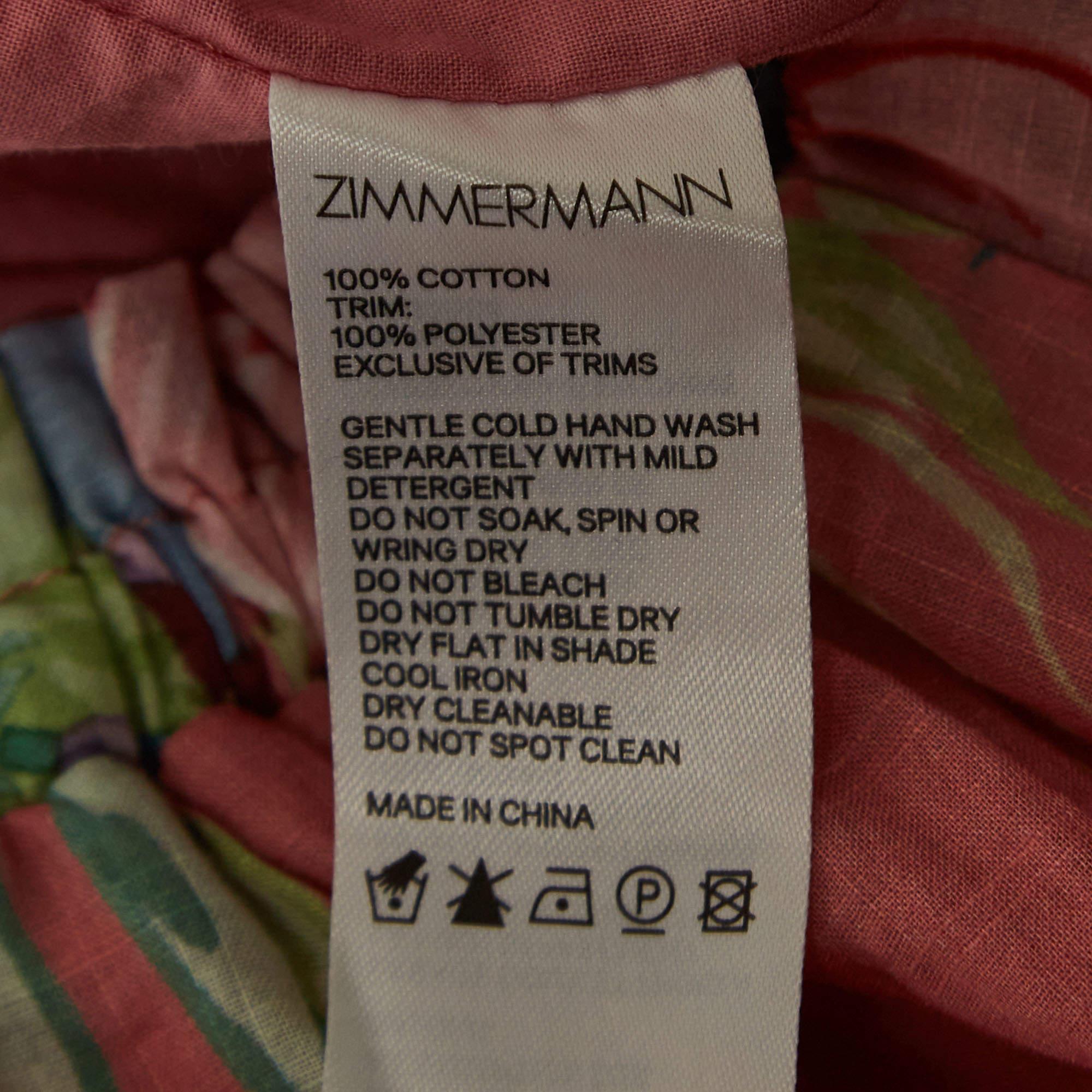 Zimmermann Pink Floral Print Cotton Top & Skirt Set (10 Yrs) For Sale 1