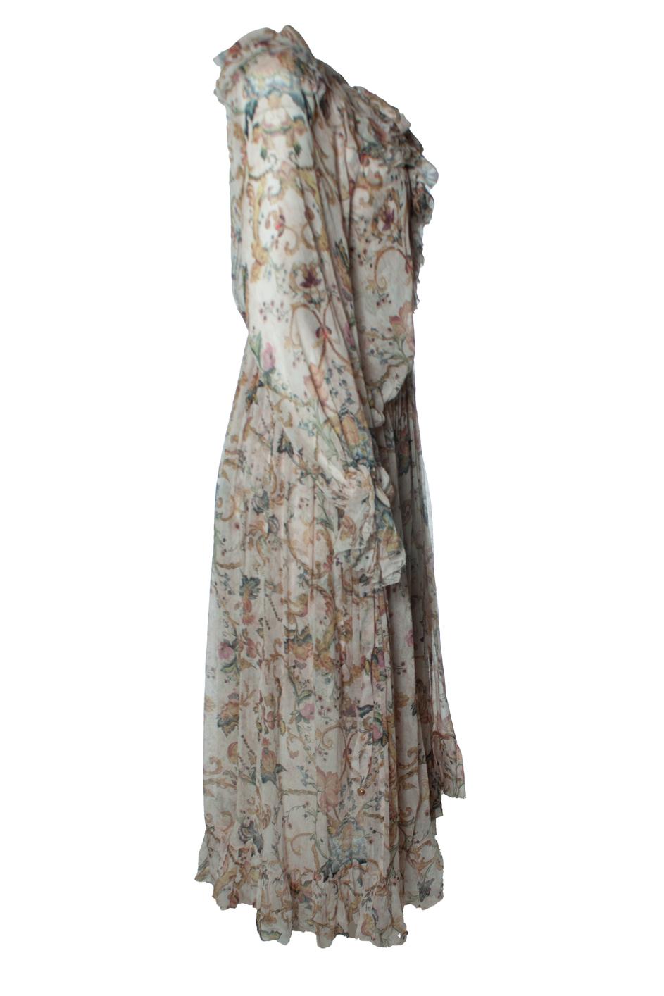 Zimmermann, pink floral printed ruffled maxi dress In New Condition For Sale In AMSTERDAM, NL