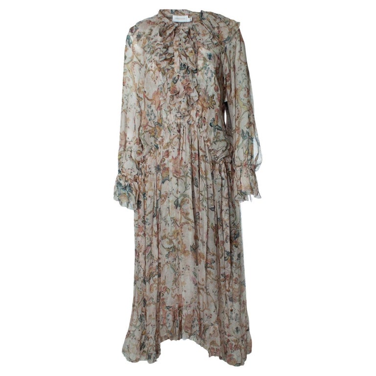 Zimmermann, pink floral printed ruffled maxi dress For Sale at 1stDibs
