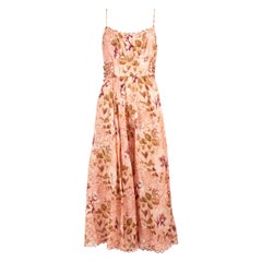 Zimmermann Pink Floral Scalloped Rosa Midi Dress Size L