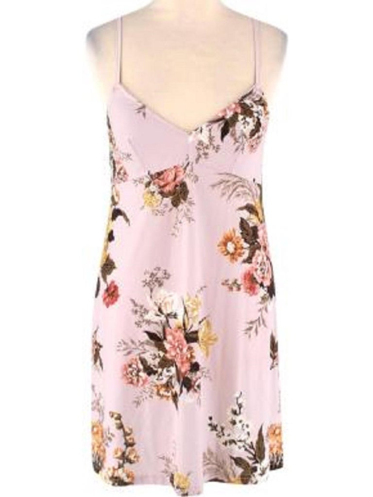 strapless open back dress Zimmermann Lovelorn Frill Mini Dress Pink Floral Print Silk Chiffon Si –  Celebrity Owned