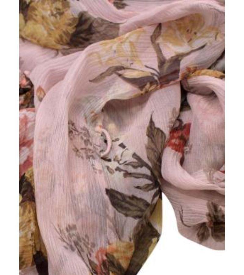 Zimmermann Pink Floral Silk Belted Chiffon Mini Dress For Sale 3