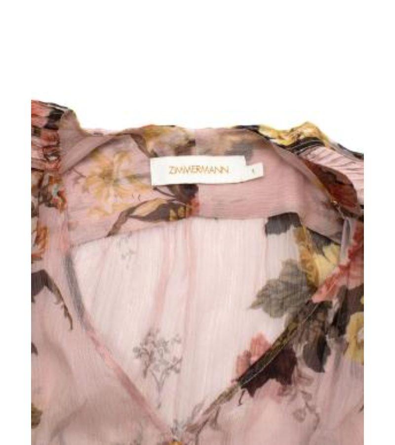 Zimmermann Pink Floral Silk Belted Chiffon Mini Dress For Sale 5