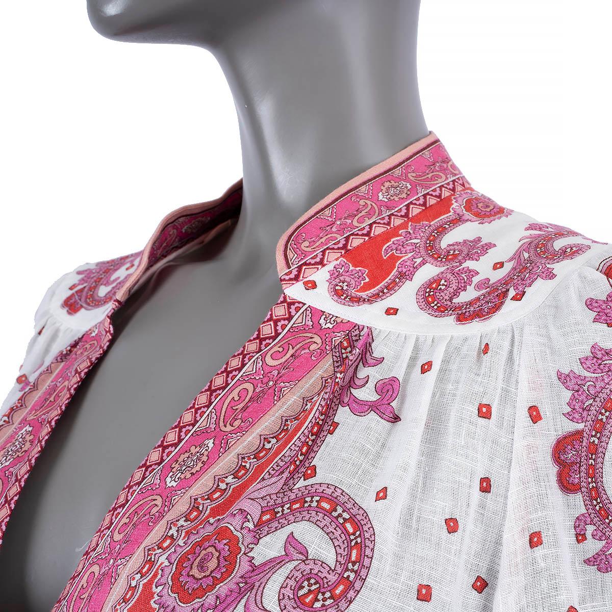 Women's ZIMMERMANN pink linen BELLS PAISLEY MAXI Dress 1 S