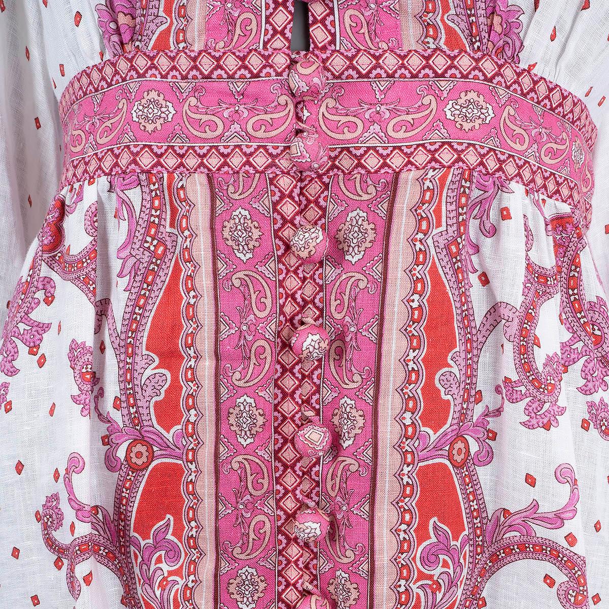 ZIMMERMANN pink linen BELLS PAISLEY MAXI Dress 1 S 1