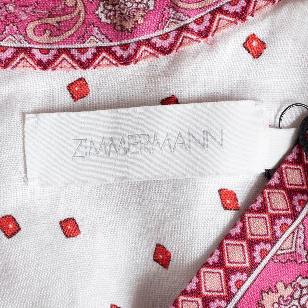 ZIMMERMANN pink linen BELLS PAISLEY MAXI Dress 1 S 2