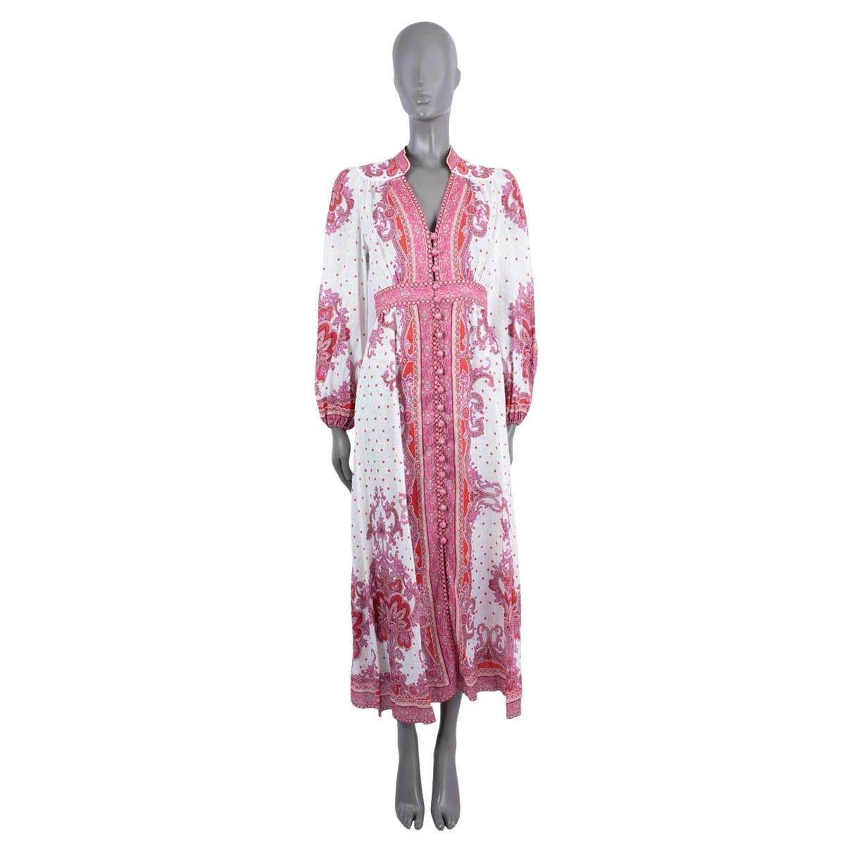 ZIMMERMANN pink linen BELLS PAISLEY MAXI Dress 1 S
