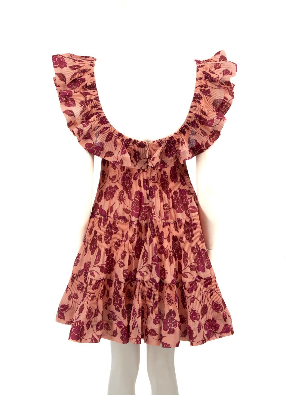 Beige Zimmermann Pink Lovestruck Floral-Print Dress Size S