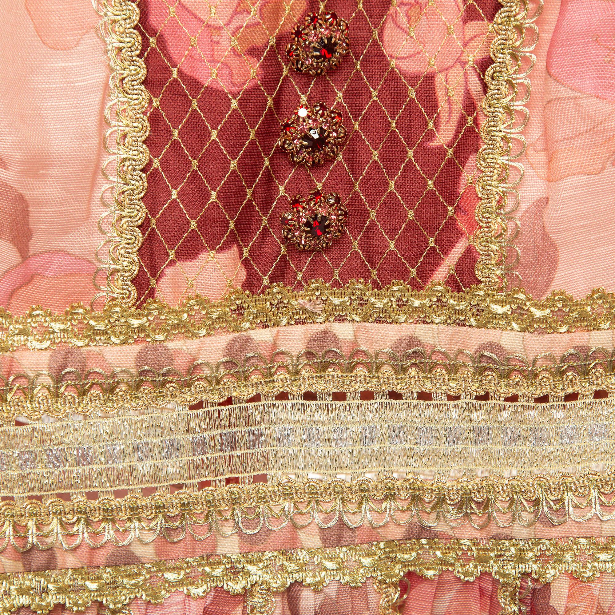 Zimmermann Pink/Red Printed Linen & Silk Mini Dress M In Good Condition In Dubai, Al Qouz 2