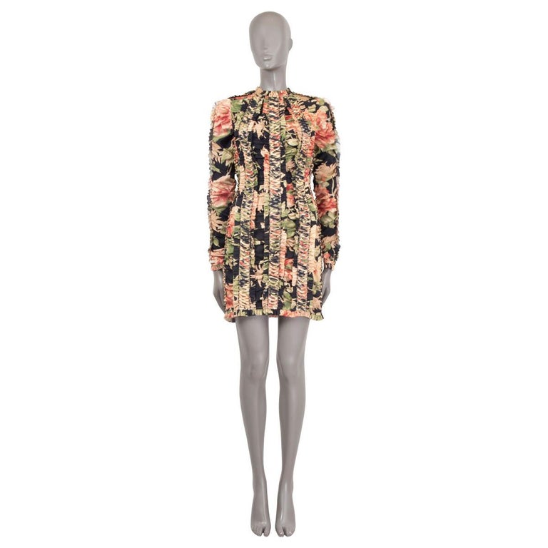 ZIMMERMANN pink silk 2019 ESPIONAGE FLORAL LACE-UP MINI Dress 1 S For Sale  at 1stDibs