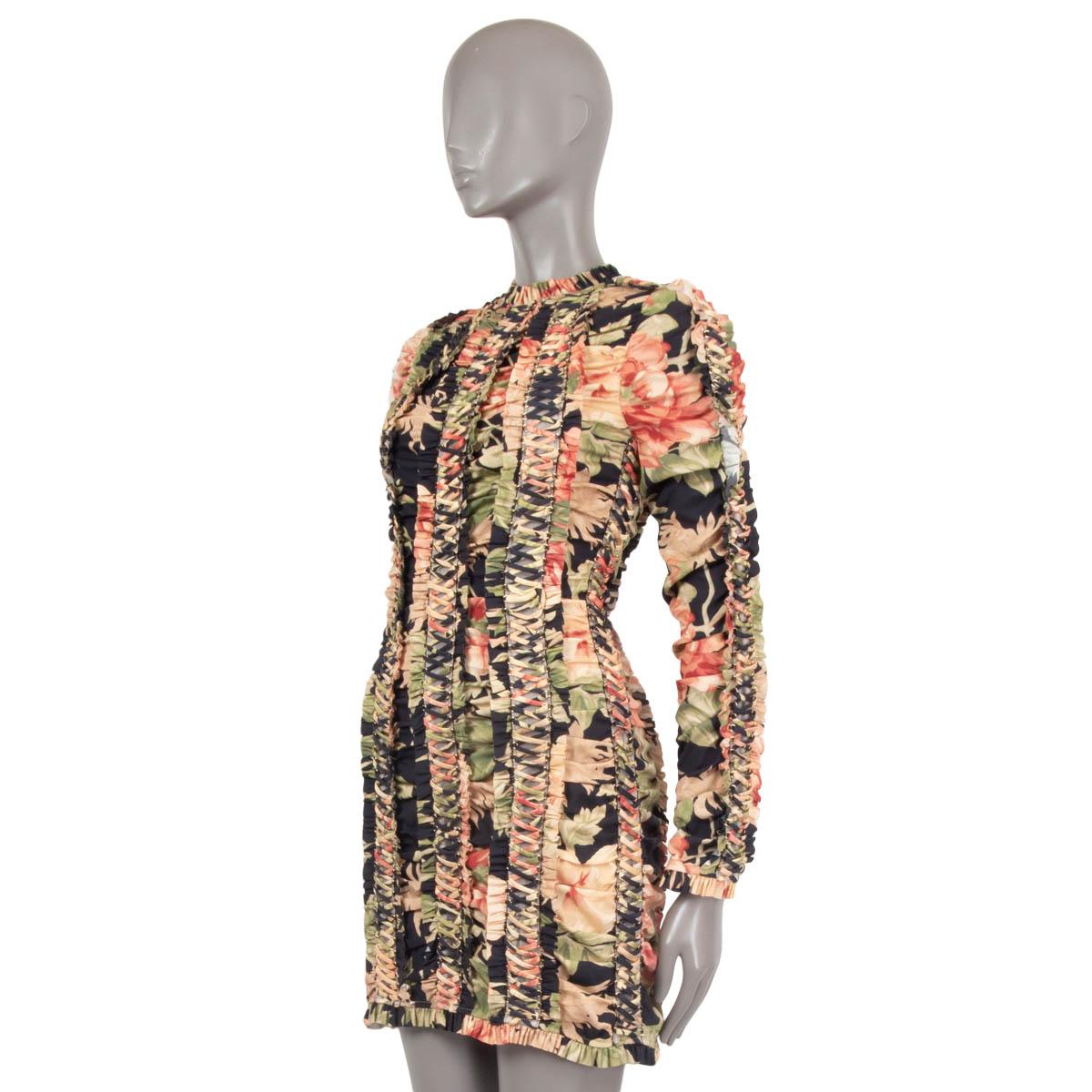 ZIMMERMANN pink silk 2019 ESPIONAGE FLORAL LACE-UP MINI Dress 1 S In New Condition For Sale In Zürich, CH