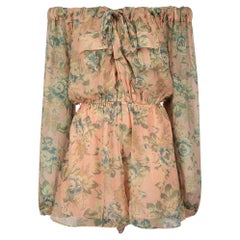 Zimmermann Pink Silk Floral Off Shoulder Playsuit Size S