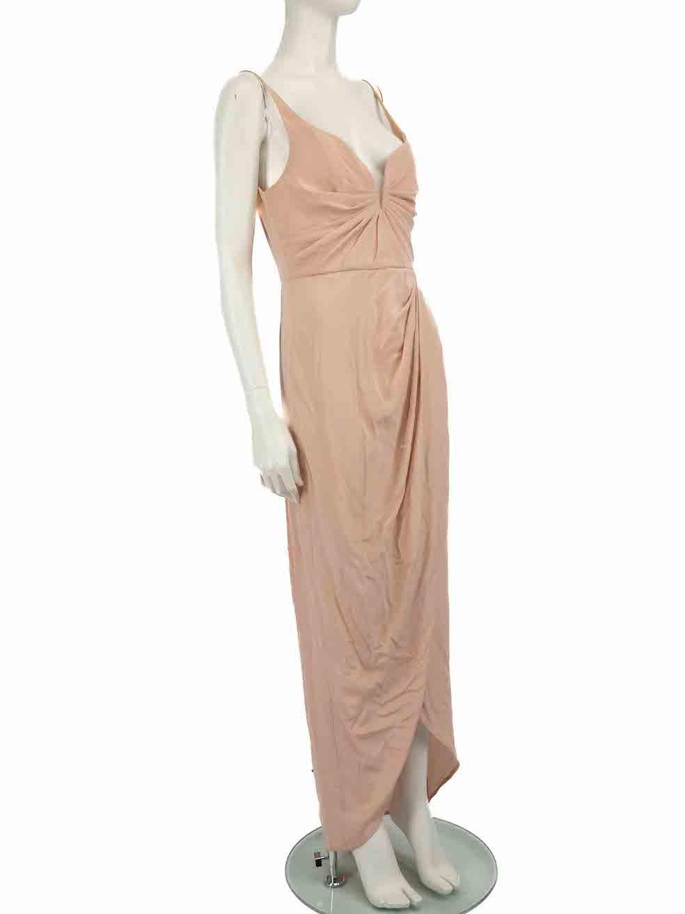 CONDITION is Good. Minor wear to dress is evident. Light wear to underarms and straps. There are small marks to the bust and back on this used Zimmerman designer resale item.
 
 
 
 Details
 
 
 Pink
 
 Silk
 
 Slip dress
 
 Plunge neck
 
 Midi
 
