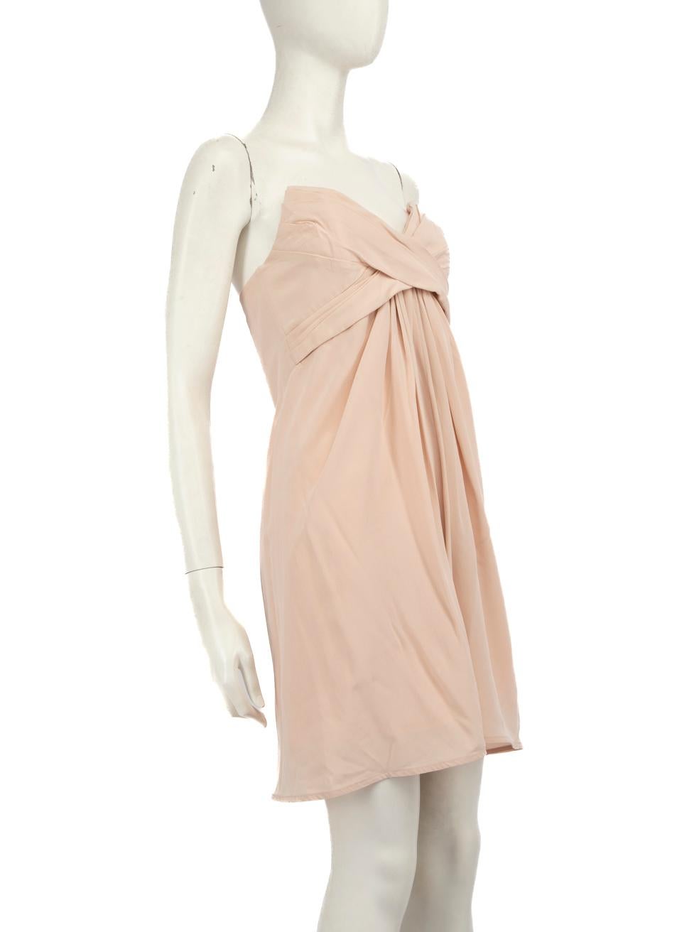 CONDITION is Very good. Minimal wear to the dress is evident. There is light discolouration on the back of the dress near the centre zip on this used Zimmermann designer resale item.
 Details
 Pink
 Silk
 Dress
 Mini
 Strapless
 Pleated detail
 Back