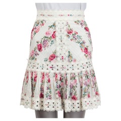 ZIMMERMANN pink & white cotton HONOUR FLORAL LACE PINTUCK Skirt XS