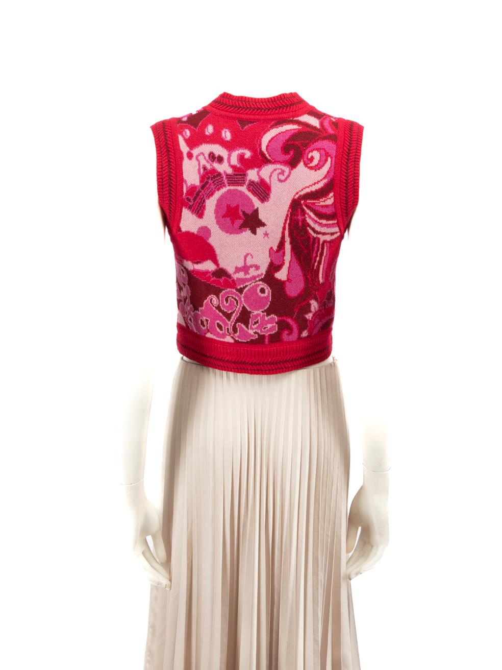 Zimmermann Pink Wool V-Neck Pattern Knit Vest Size XS In Good Condition In London, GB