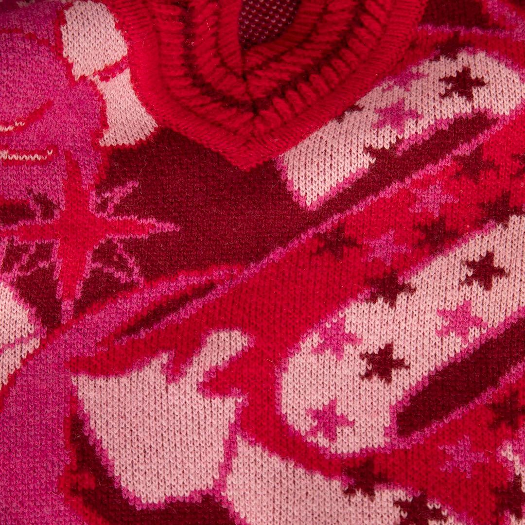 Women's Zimmermann Pink Wool V-Neck Pattern Knit Vest Size XS