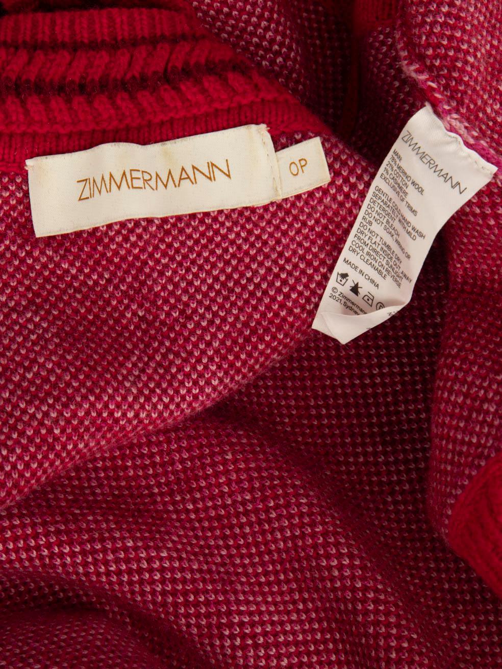 Zimmermann Pink Wool V-Neck Pattern Knit Vest Size XS 1