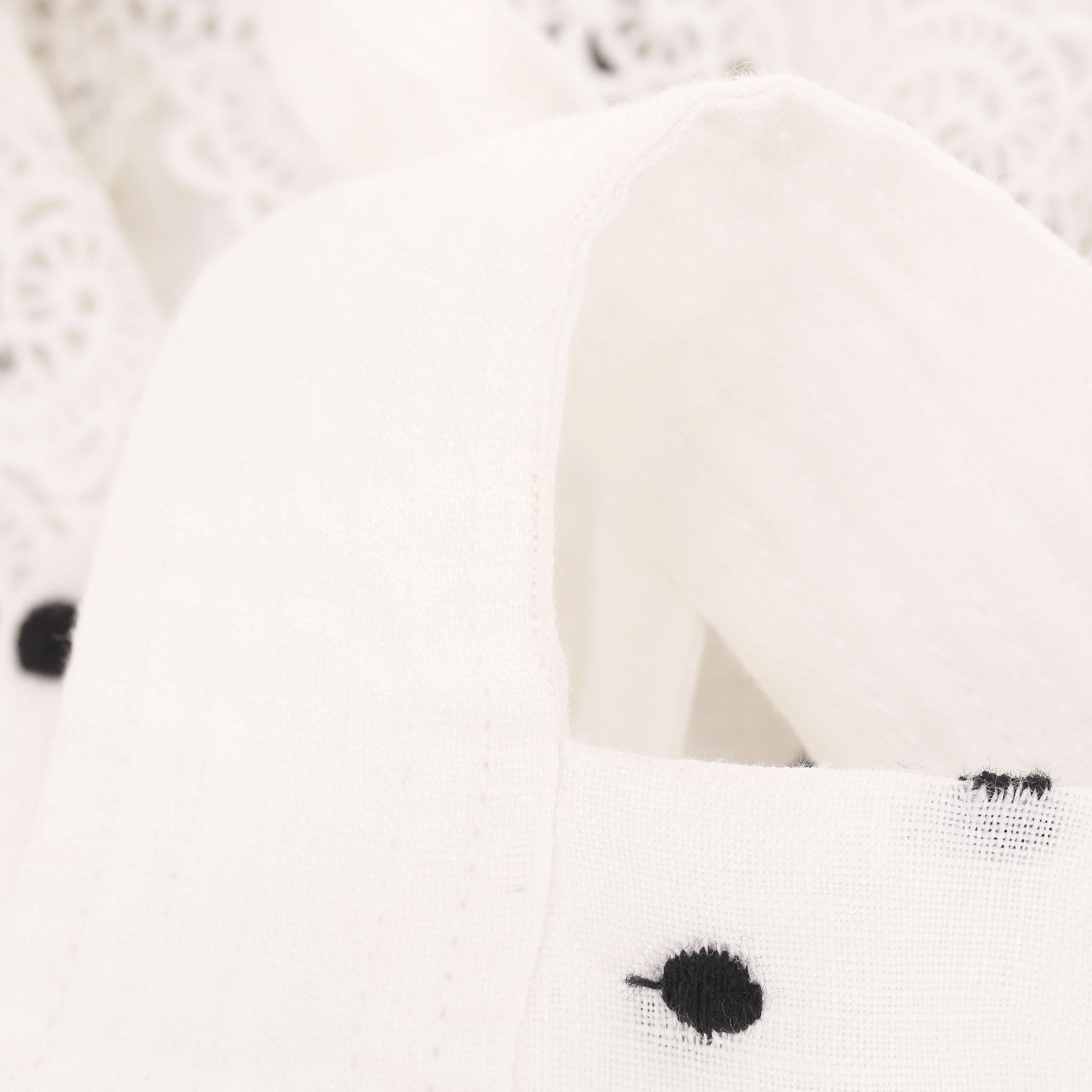 Zimmermann Polka-Dot Lace Embellished Apron Linen Dress For Sale 4