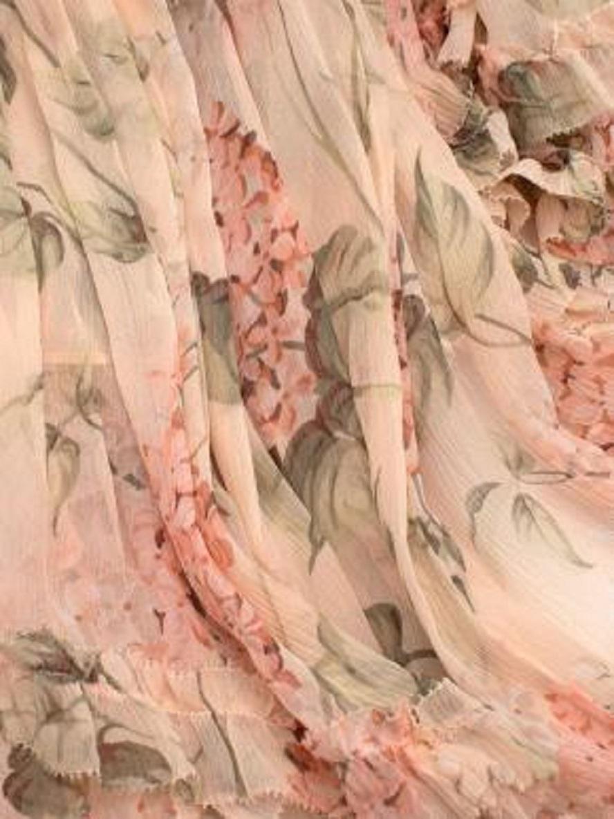 Zimmermann Prima Asymmetric Ruffled Floral Print Silk Georgette Midi Dress In Good Condition For Sale In London, GB