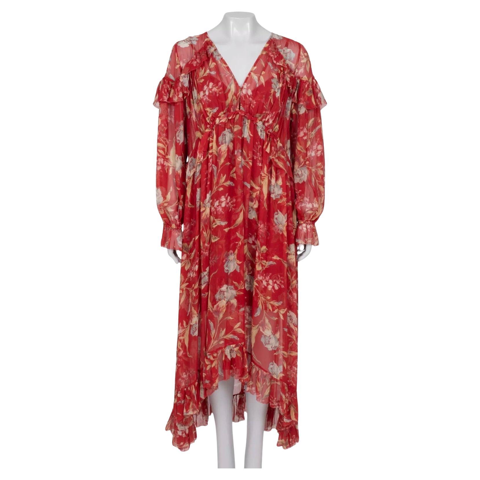 Zimmermann Robe longue à fleurs rouges - Taille L