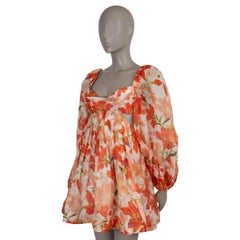 ZIMMERMANN Red Lily linen 2024 TRANQUILTY BARLETTE MINI Dress 0 XS