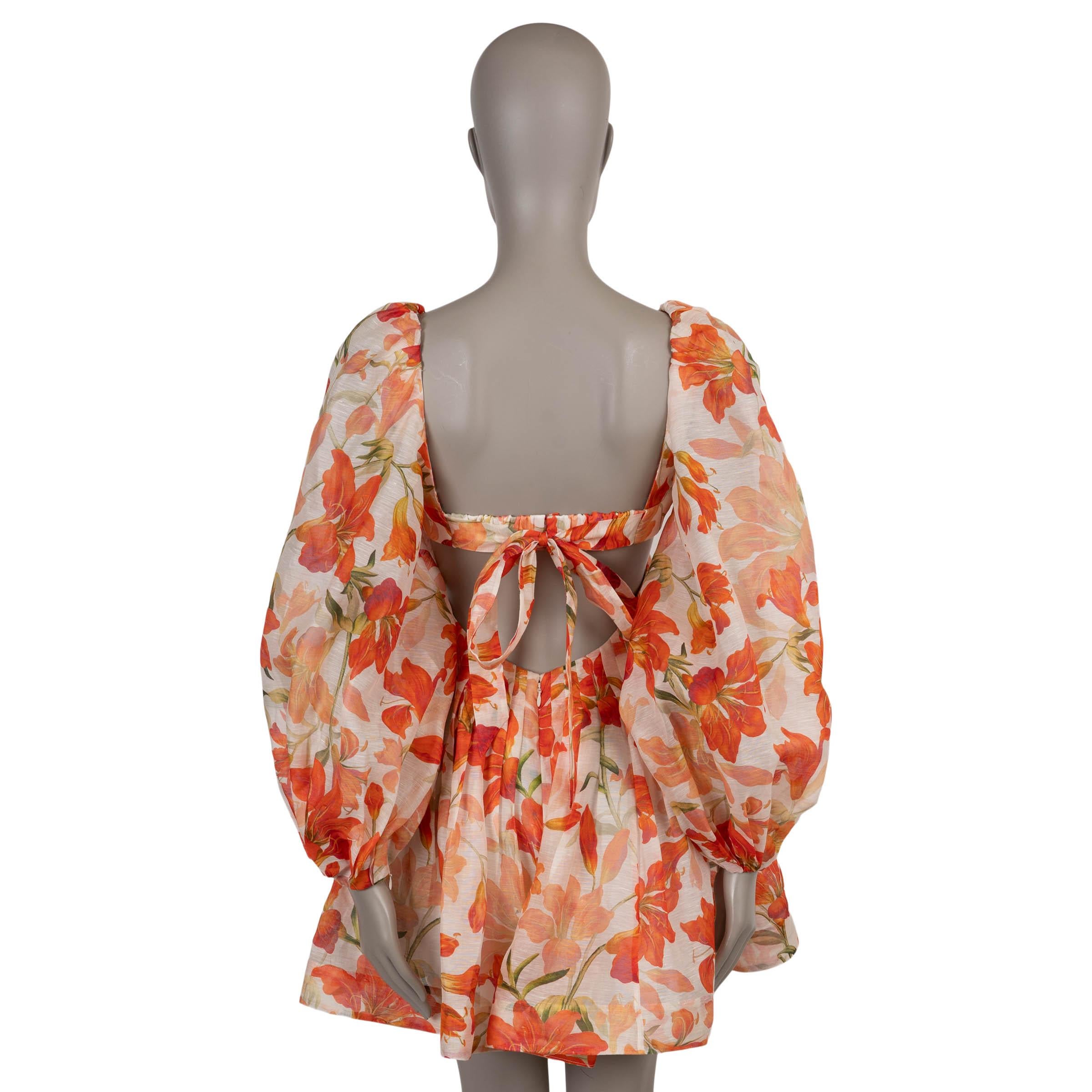 Beige Zimmermann Rouge Lily lin 2024 TRANQUILTY BARLETTE MINI Robe 0 XS en vente