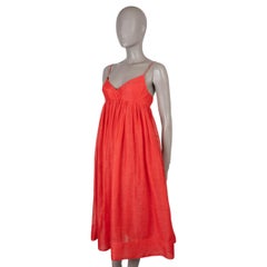 ZIMMERMANN red linen & silk DANCER BABYDOLL MIDI Dress 0 XS