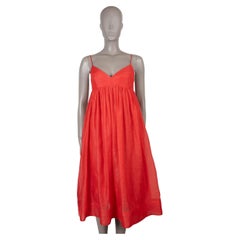 ZIMMERMANN red linen & silk DANCER BABYDOLL MIDI Dress 0 XS