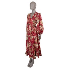 ZIMMERMANN Red Palm linen 2024 LEXI FLORAL MAXI WRAP Dress 0 XS