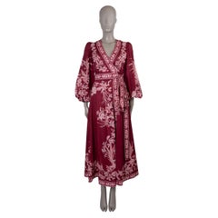 ZIMMERMANN Rhubarb Bird linen 2023 TIGGY FLORAL WRAP Dress 0 XS