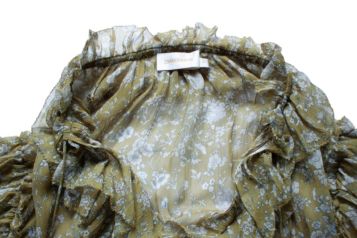 Zimmermann, Riffle green floral printed maxi dress For Sale 3
