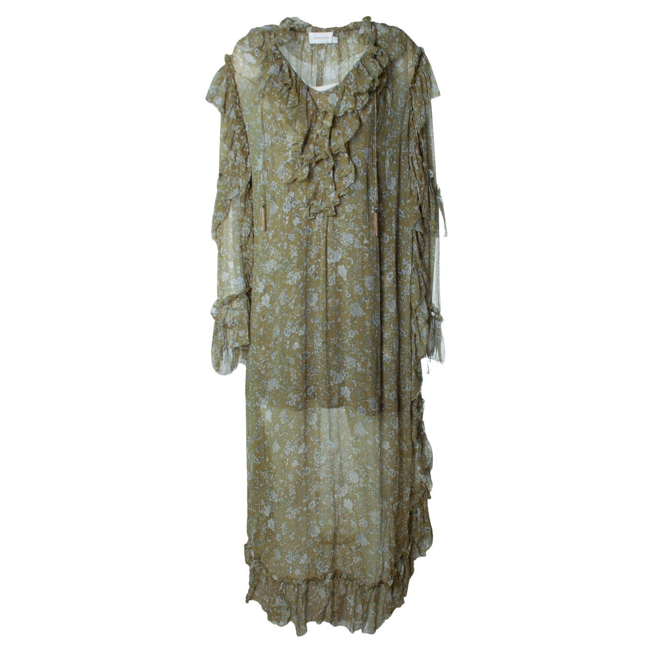 Zimmermann, Riffle green floral printed maxi dress For Sale