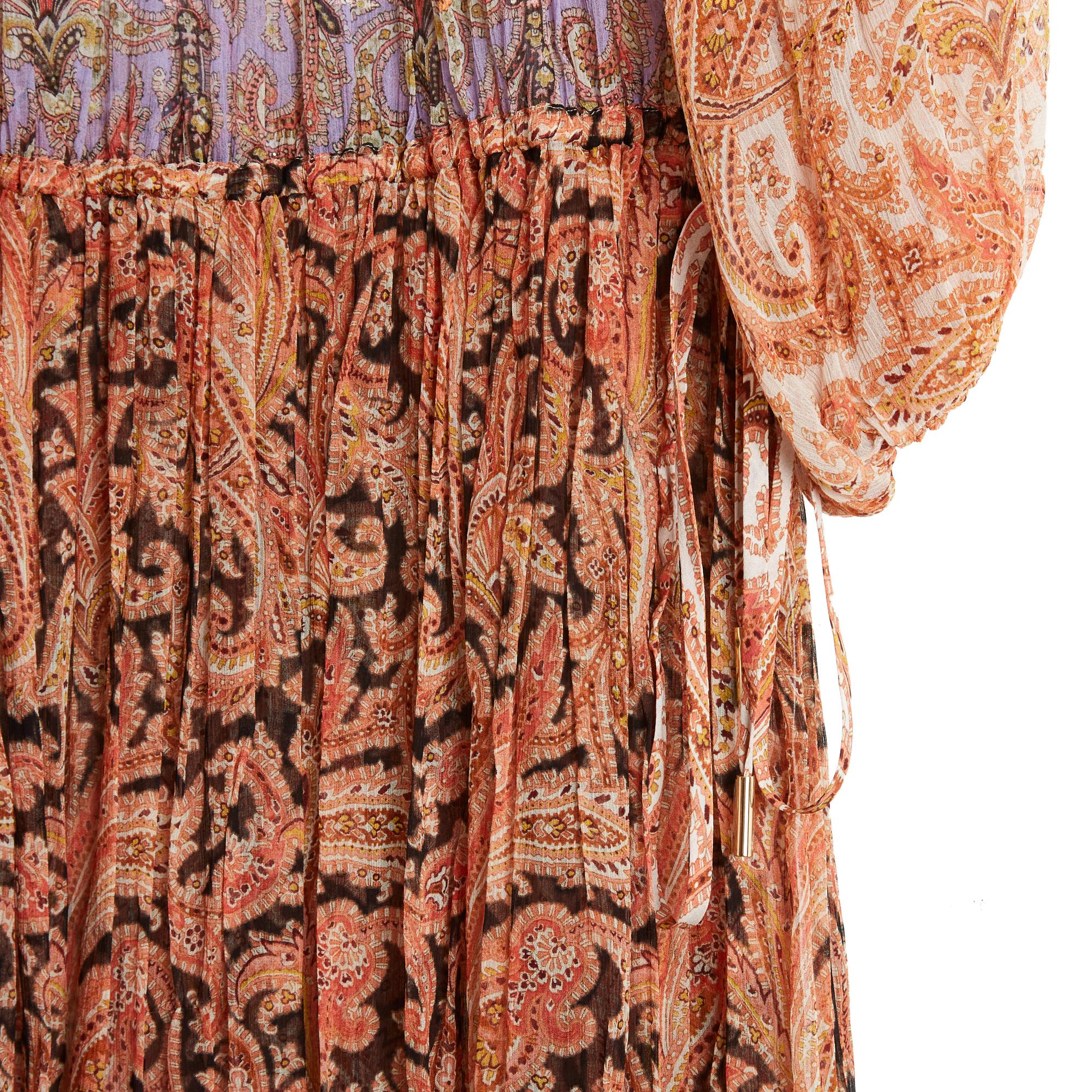 Robe longue et oversize Zimmermann en mousseline de soie à motif 