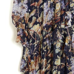Zimmermann Robe Soie Noir FR40 Vestido con volantes de muselina de seda desgastada UK12 US10