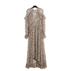 Zimmermann Robe Soie Noir FR42 Cherries Silk Muslin Ruffles Maxi Dress UK14 US12