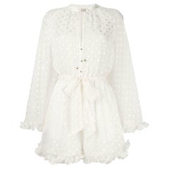 Zimmermann Ruffled Fil Coupé Silk Chiffon Playsuit