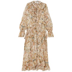 Zimmermann Ruffled Printed Silk-Georgette Midi Dress