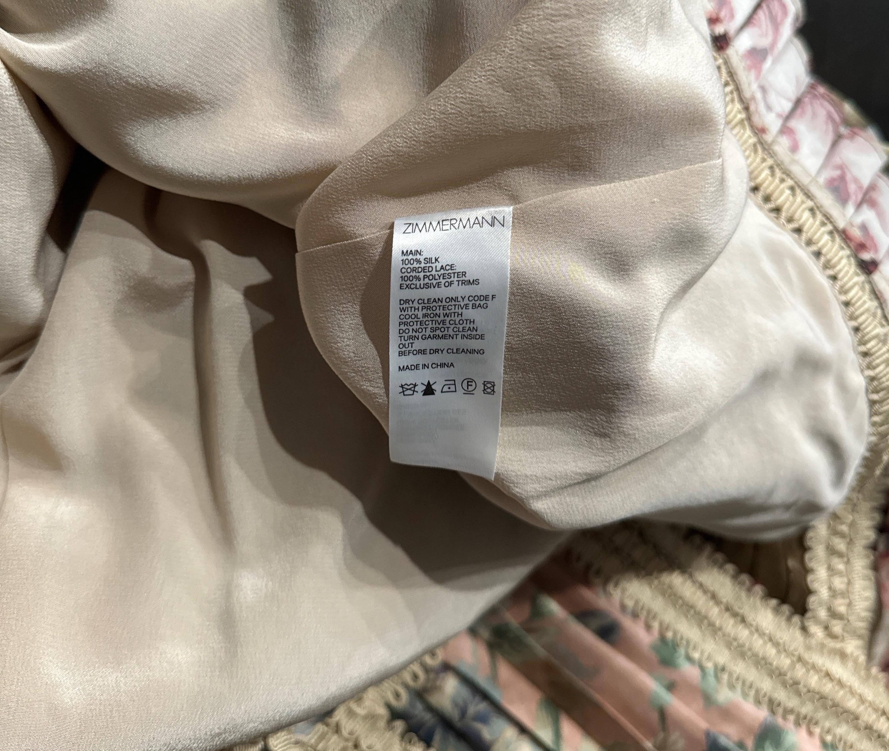 Zimmermann Pasarela Otoño 2018 Floral y Encaje Soutache Vestido Cuello Alto-Talla 2/US 8 en venta 10