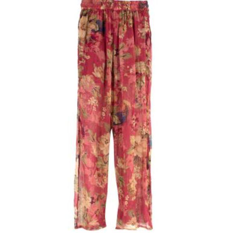 Zimmermann Sheer Floral Printed Cropped Top Trouser Set For Sale at 1stDibs