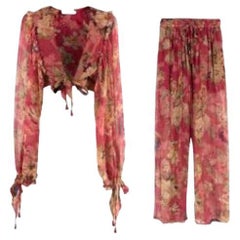 Zimmermann Sheer Floral Printed Cropped Top Trouser Set