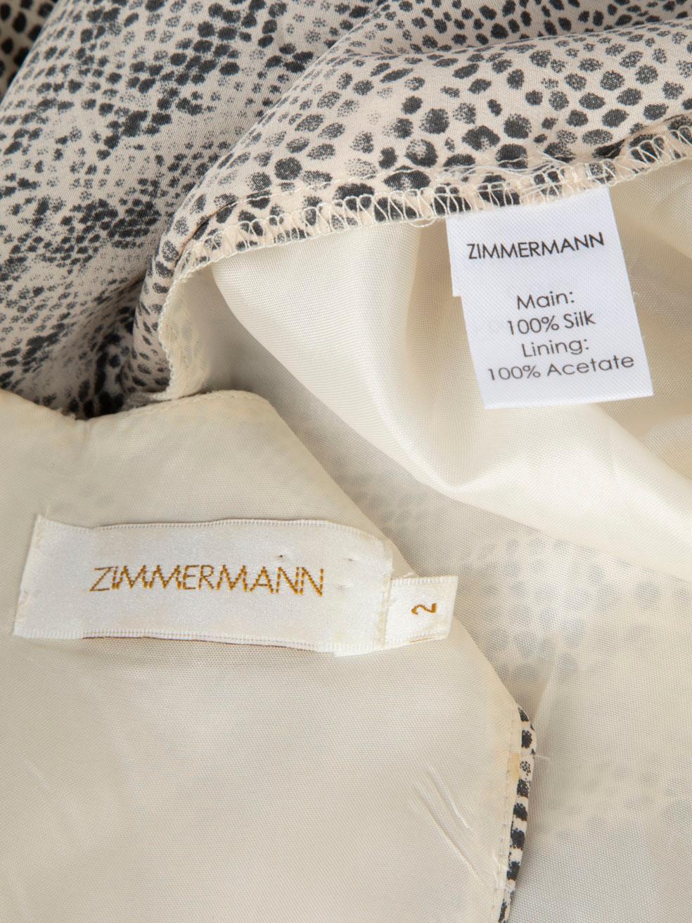 Zimmermann Silk Animal Print Knot Detail Dress Size L 2