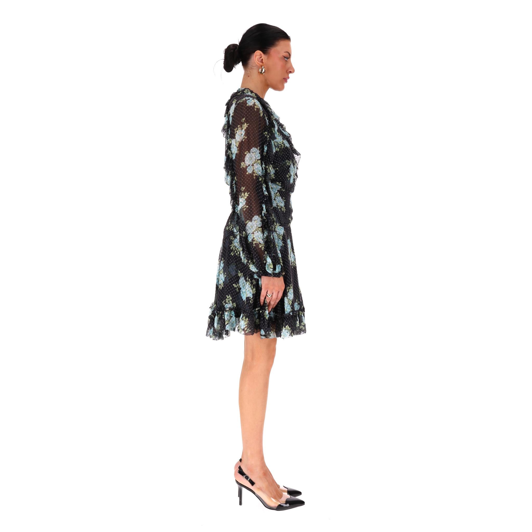 Zimmermann Wickelkleid aus Seidenmischung mit Rüschen (Schwarz) im Angebot