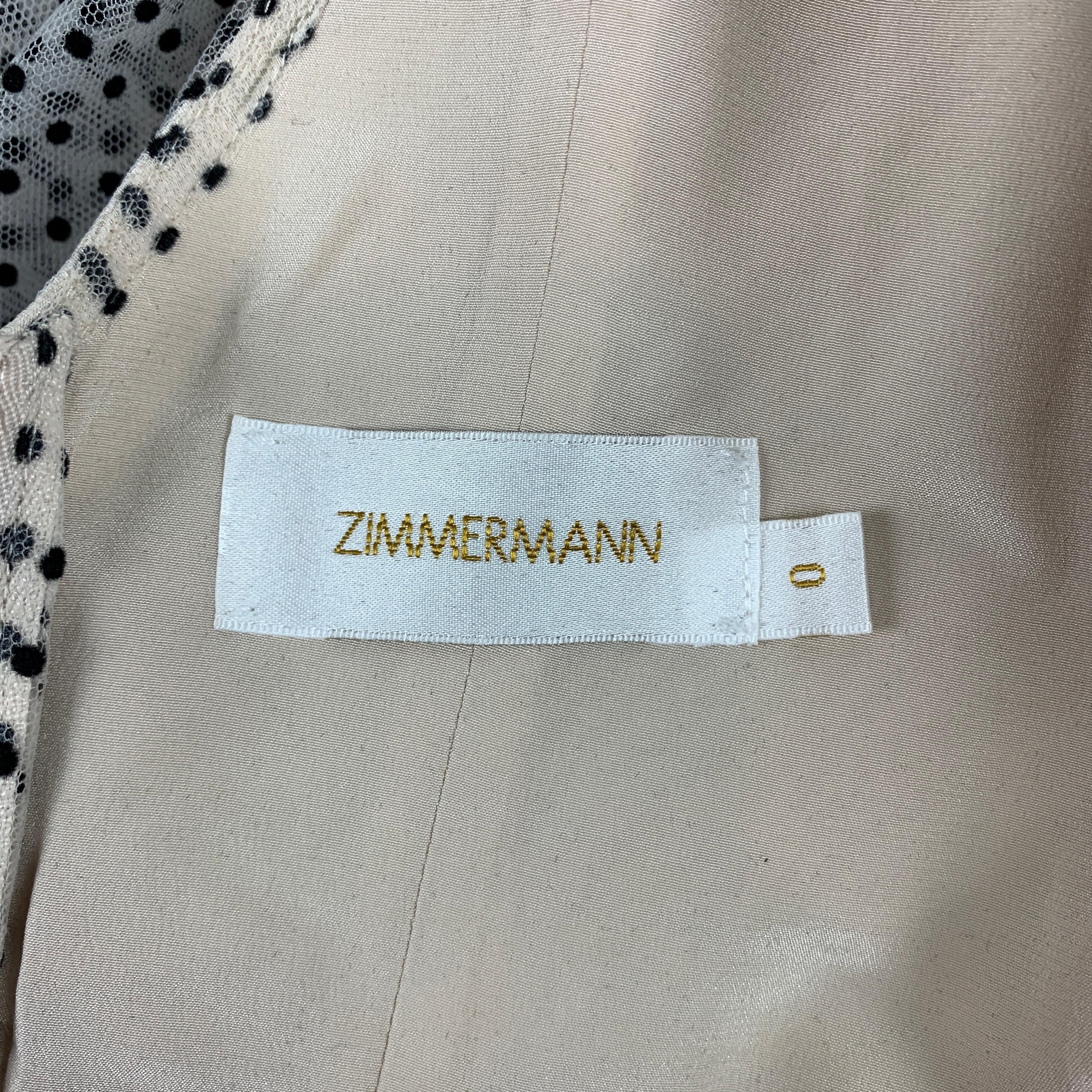 Brown ZIMMERMANN Size 0 / US 4 Off White Polka Dot Silk Temepest Ballet Dress