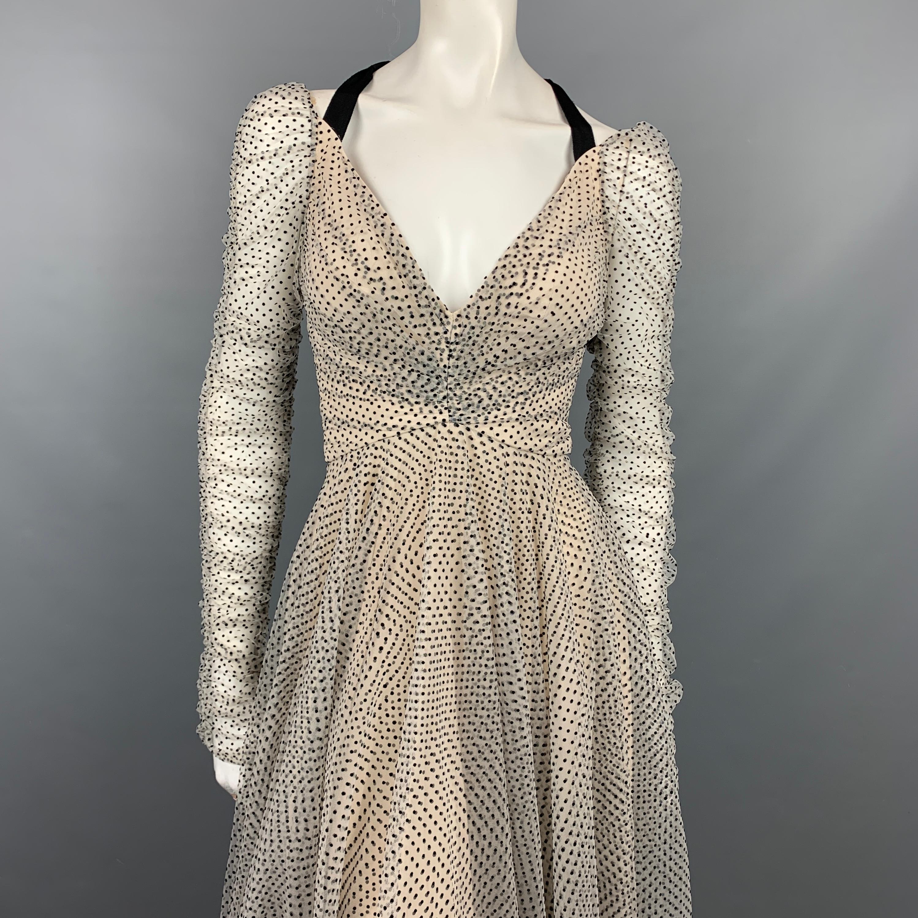 ZIMMERMANN Size 0 / US 4 Off White Polka Dot Silk Temepest Ballet Dress In Good Condition In San Francisco, CA