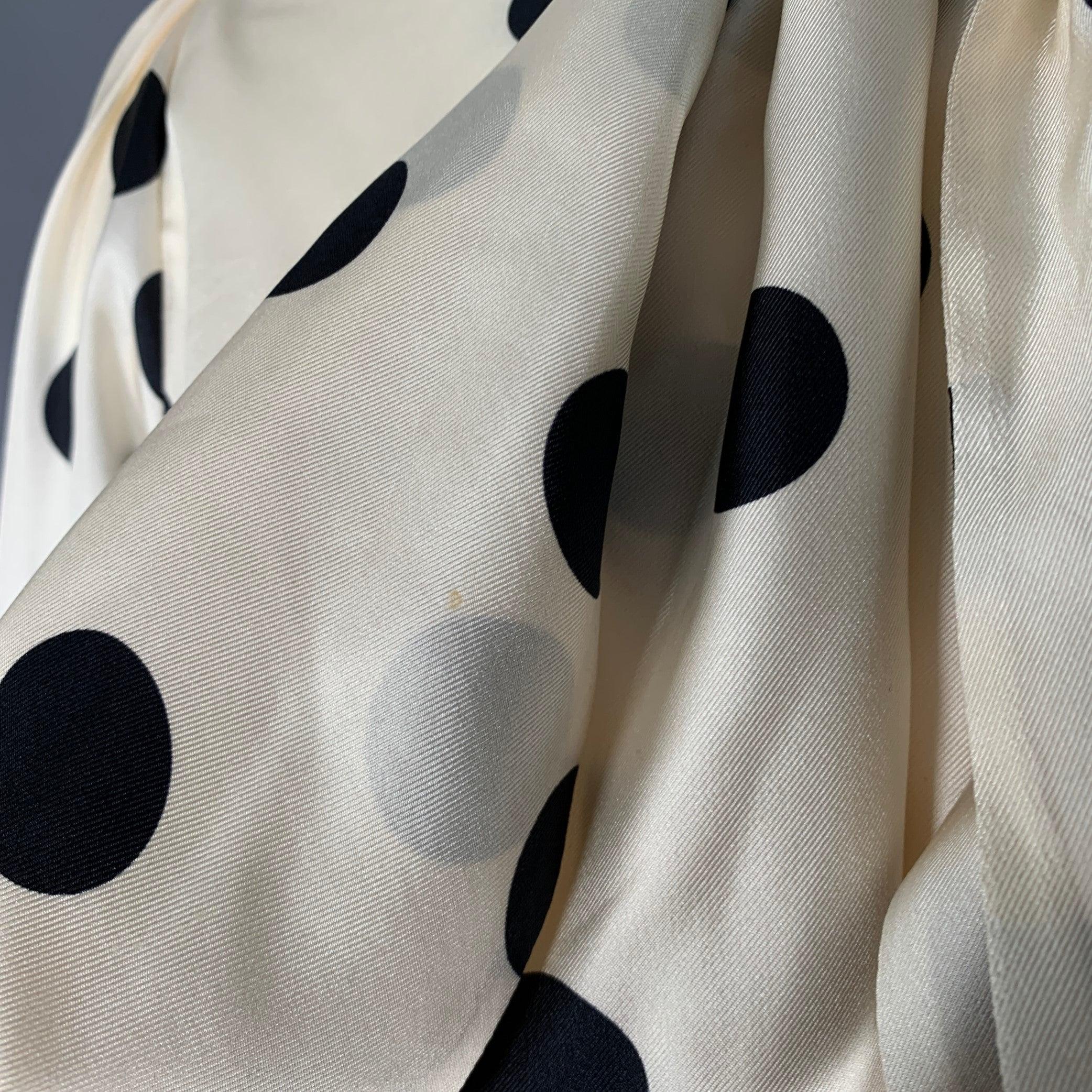 Women's ZIMMERMANN Size S Beige Black Silk Polka Dot Bow Blouse For Sale